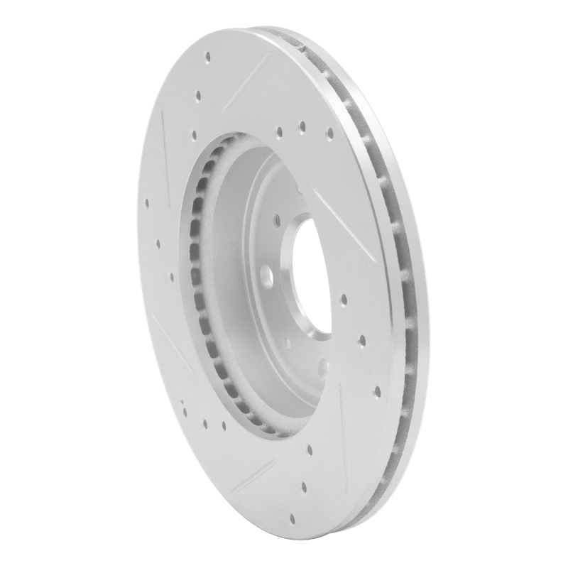 Honda Fit Brake Rotor (1) - Front Right - R1 Concepts - Drilled & Slotted - Silver - `15-`20